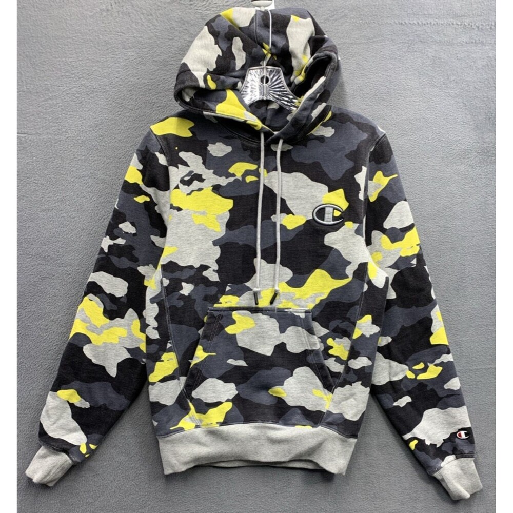 Champion Fleece Pullover Camo Camouflage Hoodie Drawstring Mens X-Small